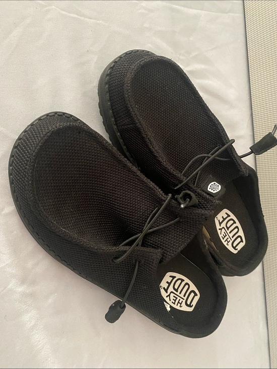 Hey Dude Shoes - New Hey Dude Black Knit Slip-On Loafers with Toggle Lacing
